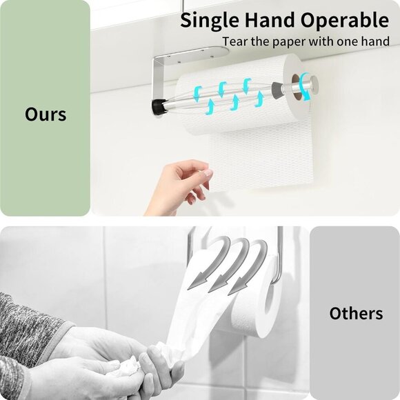 Paper Towel Holder Under Cabinet, Single Hand Operable Wall Mount Paper Towel Ho - Picture 4 of 7
